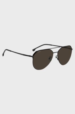 Black-metal sunglasses with titanium temples, Black