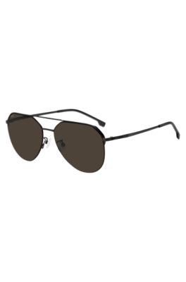 Black-metal sunglasses with titanium temples, Black