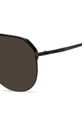Black-metal sunglasses with titanium temples, Black