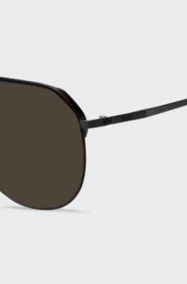 Black-metal sunglasses with titanium temples, Black