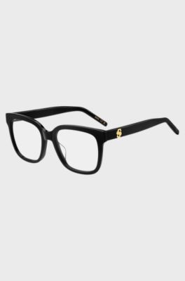 Montura para gafas graduadas de acetato negro con monograma Double&nbsp;B, Negro