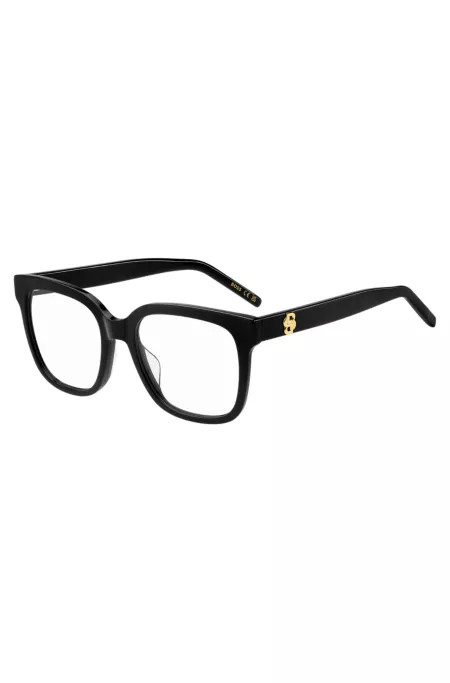 Monture optique en acétate noir avec monogramme Double B