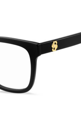 Monture optique en ac&eacute;tate noir avec monogramme Double&nbsp;B, Noir