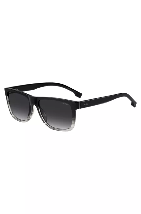 Engraved-logo sunglasses in degradé black acetate