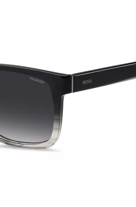 Engraved-logo sunglasses in degradé black acetate