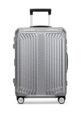 BOSS x Samsonite silver aluminium trunk suitcase 80cm, Silver