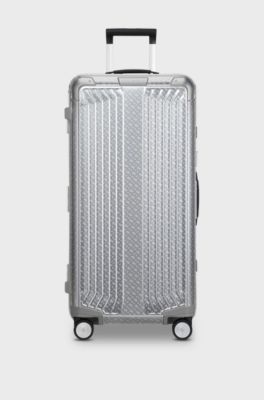 BOSS x Samsonite silver aluminium trunk suitcase 80cm, Silver