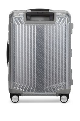 BOSS x Samsonite silver aluminium trunk suitcase 80cm, Silver