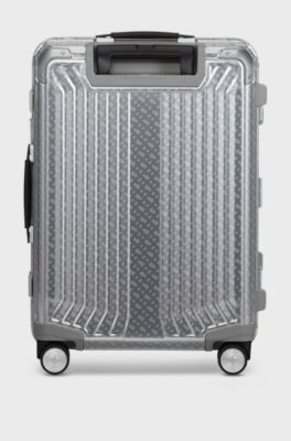 BOSS x Samsonite silver aluminium trunk suitcase 80cm, Silver