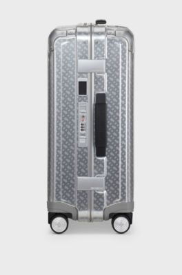 BOSS x Samsonite silver aluminium trunk suitcase 80cm, Silver
