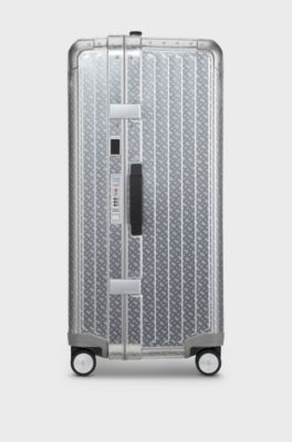BOSS x Samsonite silver aluminium trunk suitcase 80cm, Silver