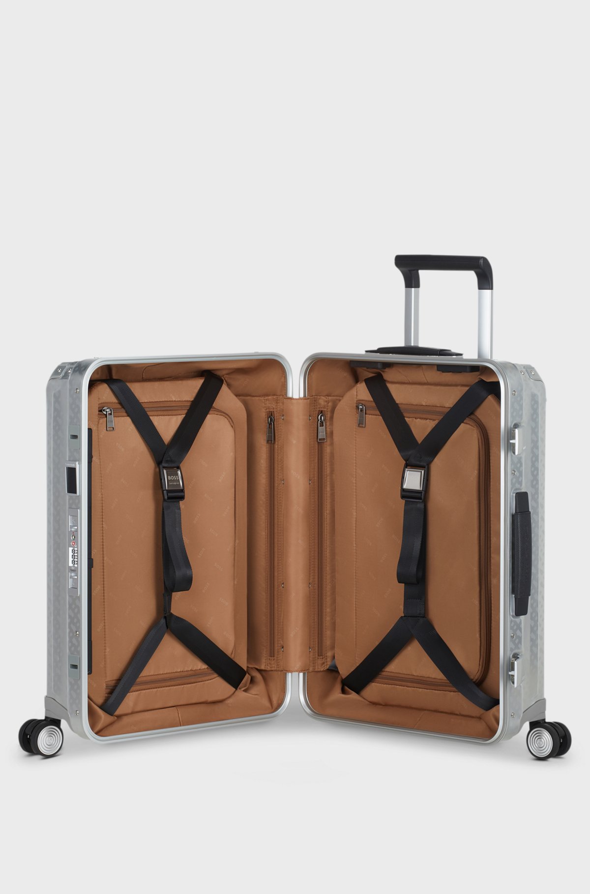 BOSS - BOSS x Samsonite シルバーアルミニウム トランクスーツ BOSS - BOSS x Samsonite シルバーアルミニウム トランクスーツ