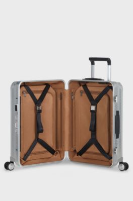 BOSS x Samsonite silver aluminium trunk suitcase 80cm, Silver