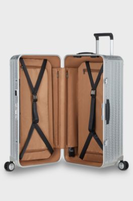 BOSS x Samsonite silver aluminium trunk suitcase 80cm, Silver
