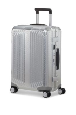BOSS x Samsonite silver aluminium cabin-size suitcase 55cm, Silver