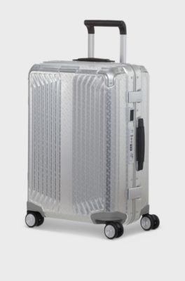 BOSS x Samsonite silver aluminium cabin-size suitcase 55cm, Silver