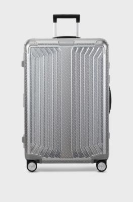 BOSS x Samsonite silver aluminium suitcase 76cm, Silver