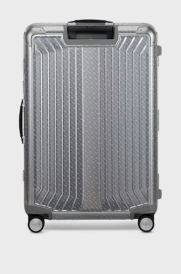 BOSS x Samsonite silver aluminium suitcase 76cm, Silver