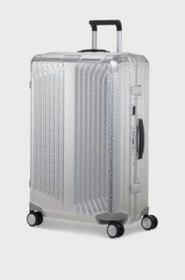 BOSS x Samsonite silver aluminium suitcase 76cm, Silver