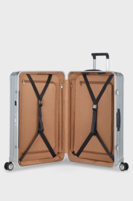 BOSS x Samsonite silver aluminium suitcase 76cm, Silver