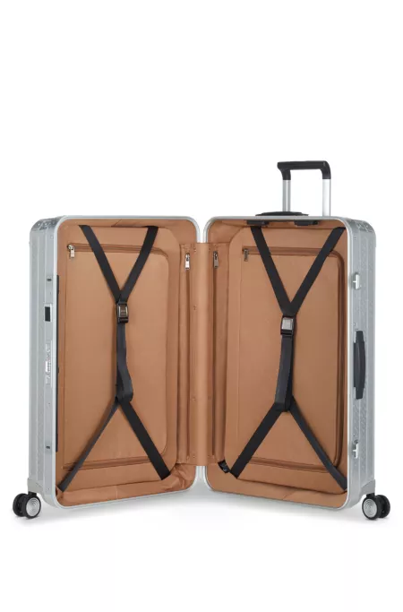 BOSS x Samsonite silver aluminium suitcase 76cm