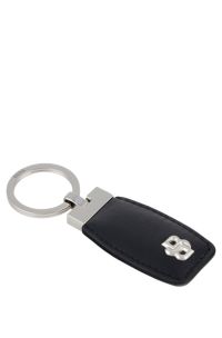 Llavero de piel con monograma Double B de cromo, Negro