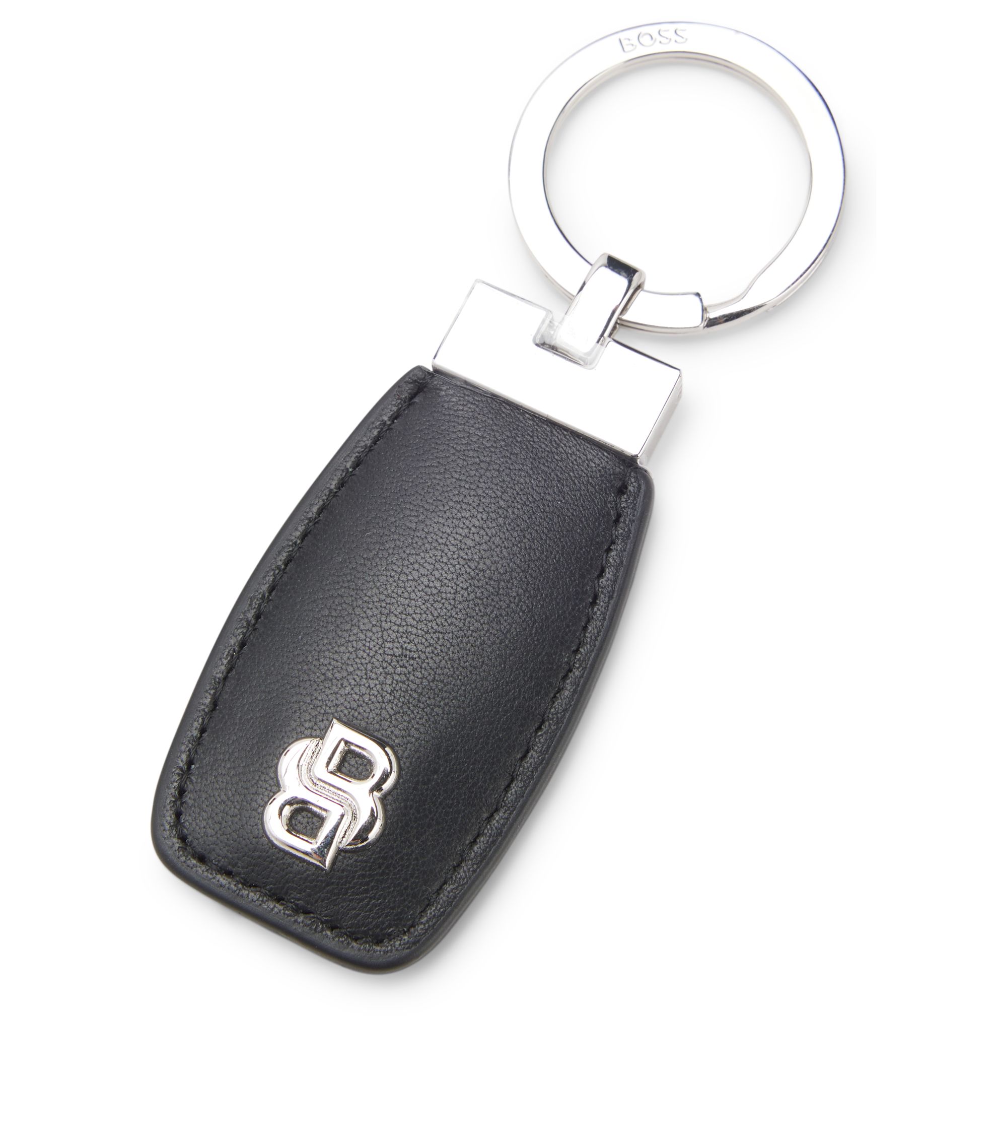 Schlüsselanhänger aus Leder mit Double-B-Monogramm aus Chrom