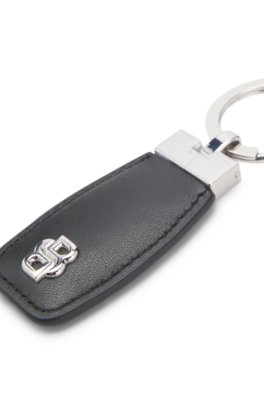 Boss Leather key ring with chrome Double B monogram dam – bild 3