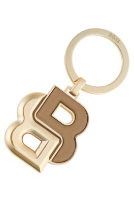 Key ring with camel and gold-tone Double B monogram, Gold