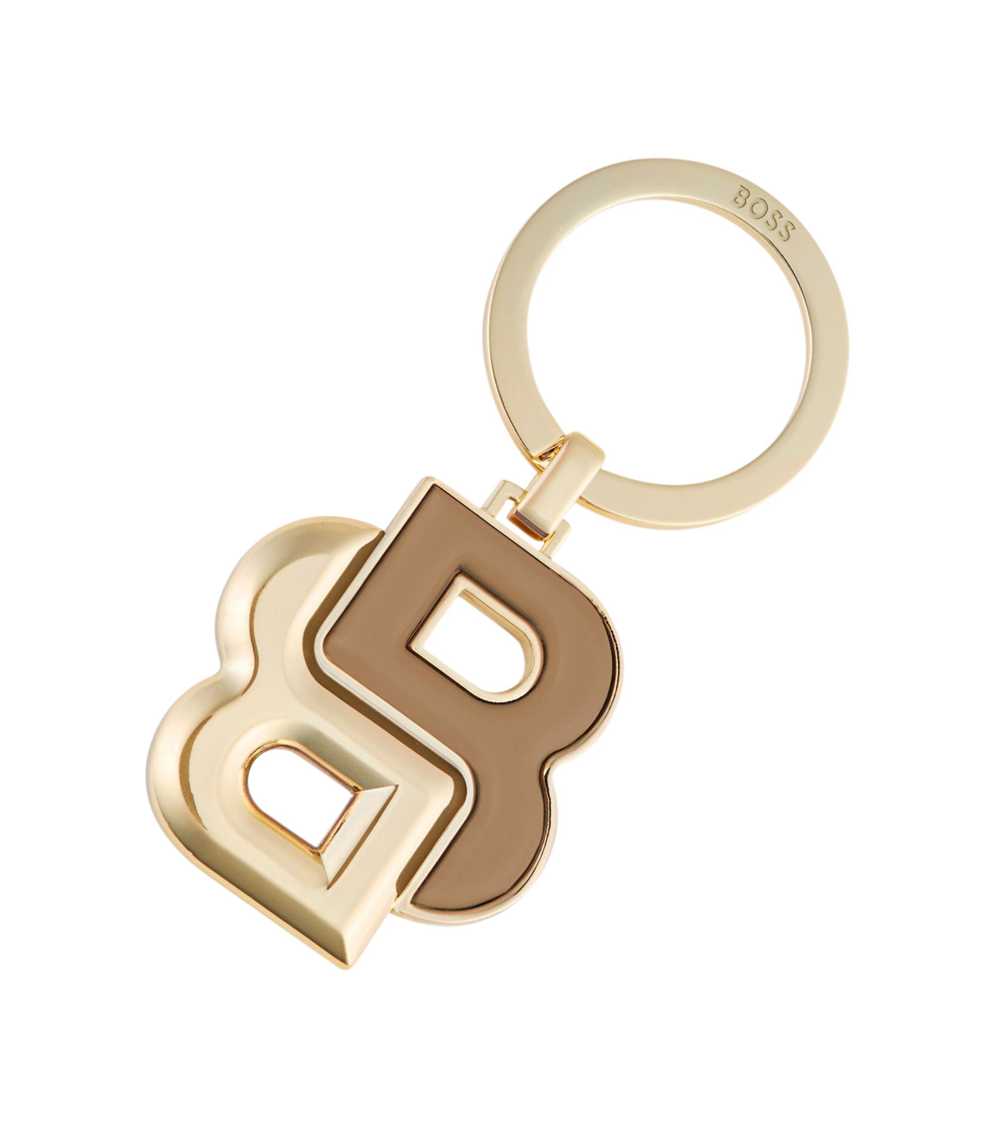 Schlüsselanhänger mit camel- und goldfarbenem Double-B-Monogramm