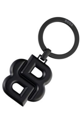 Key ring with matte-black Double B monogram, Black