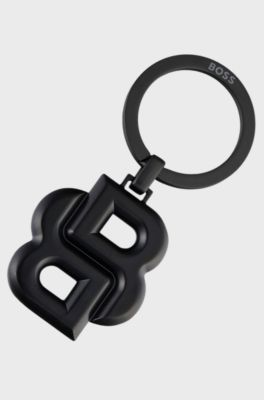 Sleutelhanger met matzwart Double B-monogram, Zwart