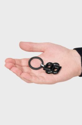Key ring with matte-black Double B monogram, Black