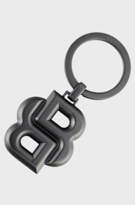 Key ring with matte-gunmetal Double B monogram, Dark Grey