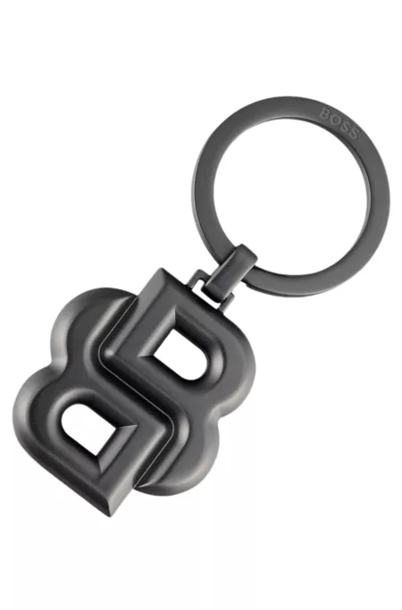 Key ring with matte-gunmetal Double B monogram