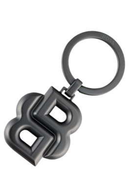 Key ring with matte-gunmetal Double B monogram