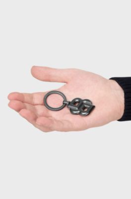 Key ring with matte-gunmetal Double B monogram, Dark Grey