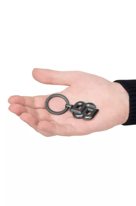 Key ring with matte-gunmetal Double B monogram