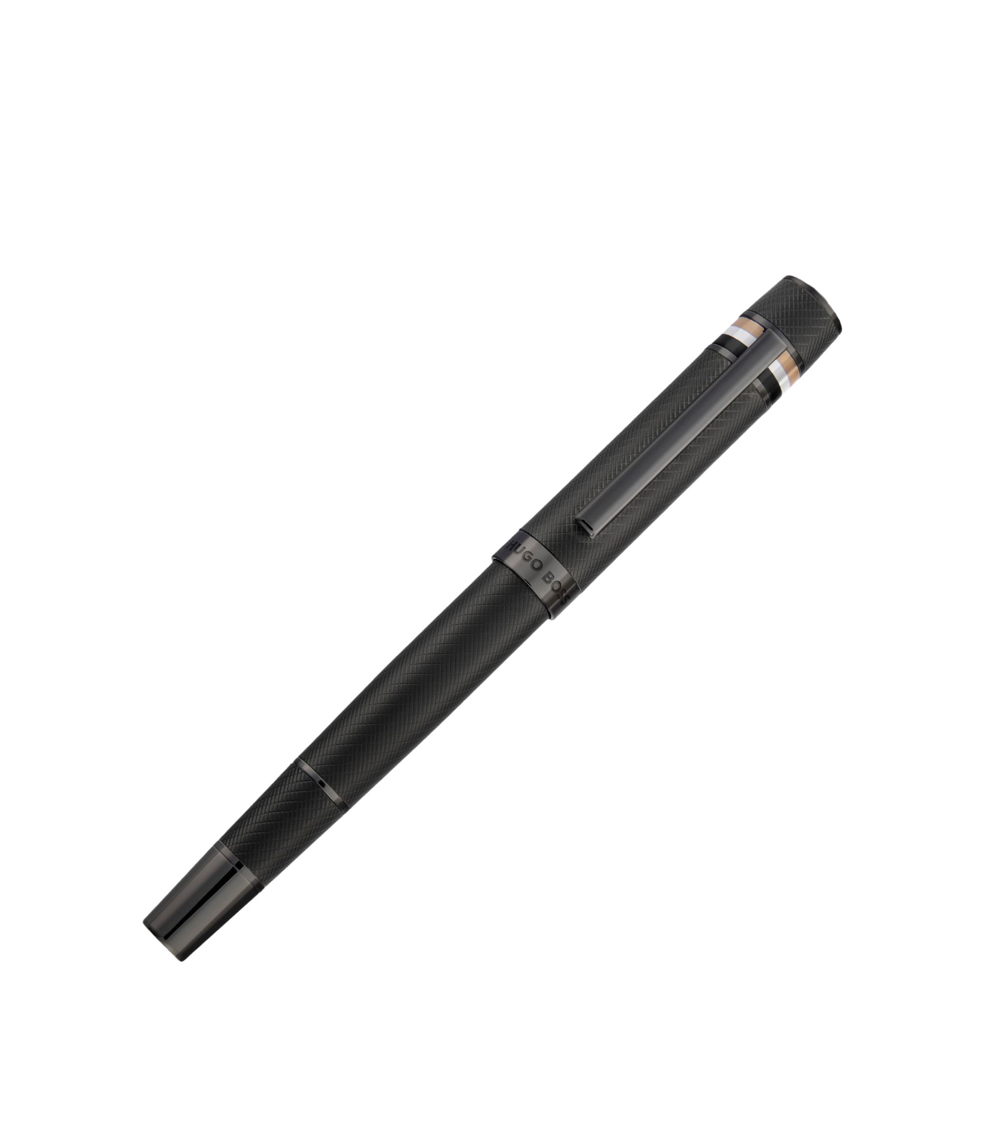 BOSS - Textured-barrel fountain pen with signature-stripe ring - Black