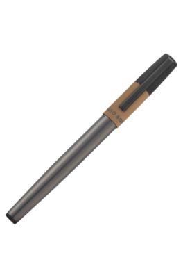 Fountain pen with camel cap trim, Dark Grey