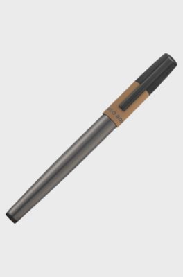 Fountain pen with camel cap trim, Dark Grey