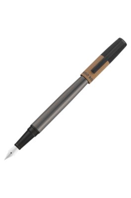 Fountain pen with camel cap trim, Dark Grey