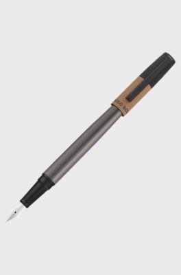Fountain pen with camel cap trim, Dark Grey