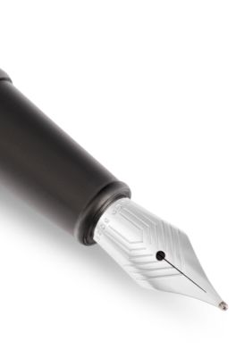 Fountain pen with camel cap trim, Dark Grey