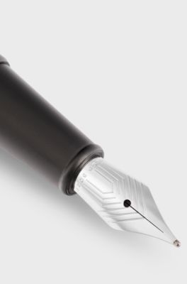 Fountain pen with camel cap trim, Dark Grey