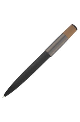 Brushed ballpoint pen with camel-coloured trim, Dark Grey