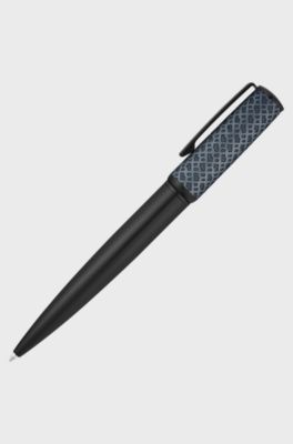Penna a sfera con cappuccio con monogramma, Nero