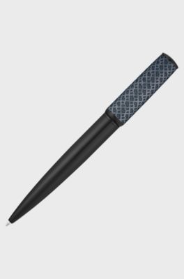 Penna a sfera con cappuccio con monogramma, Nero