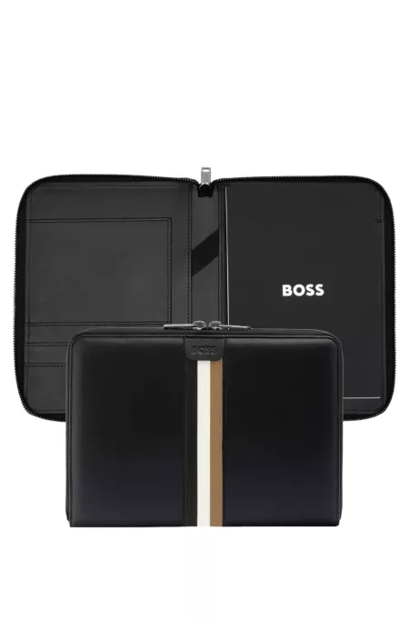 Porte-documents de réunion en similicuir format A4 avec rayure emblématique