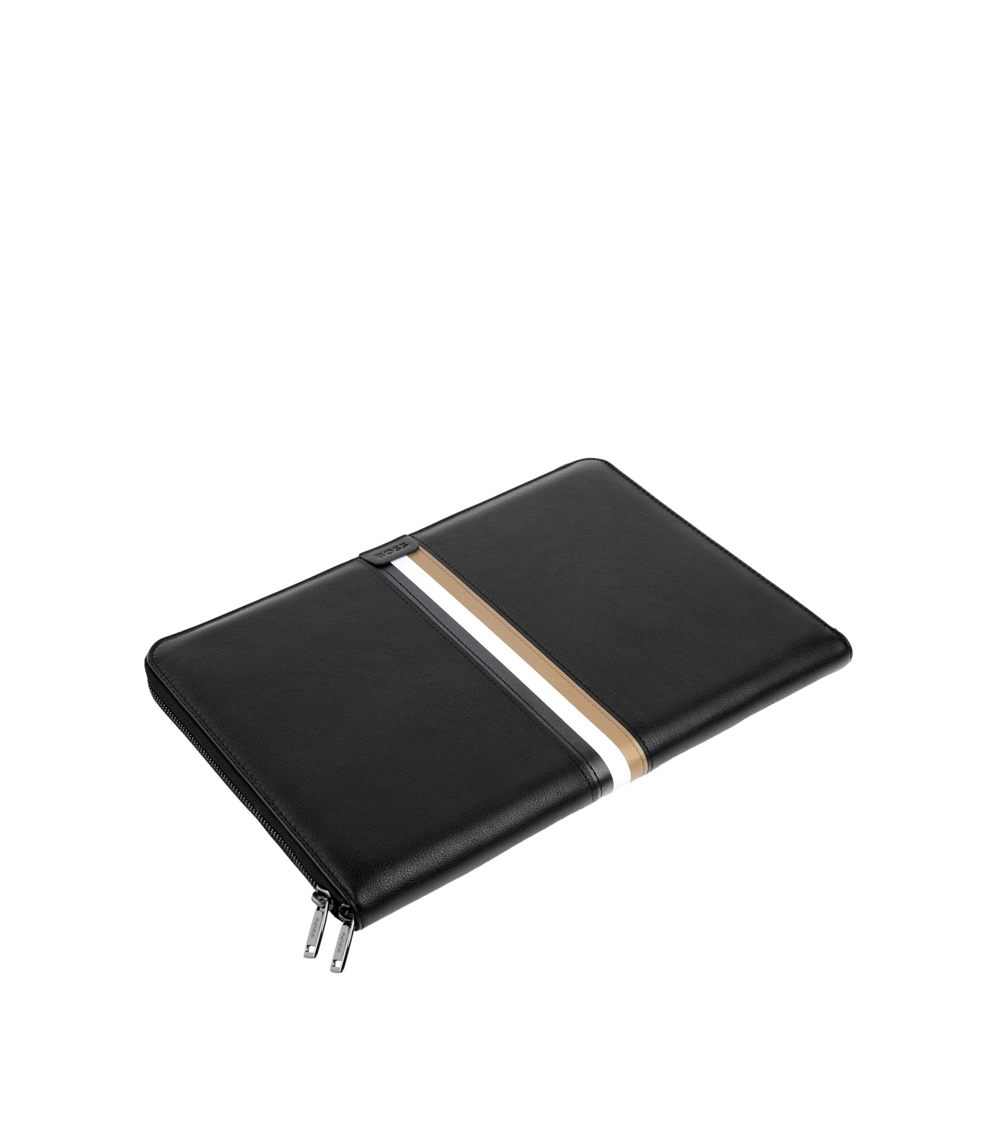 BOSS - A4 conference folder in faux leather with signature stripe